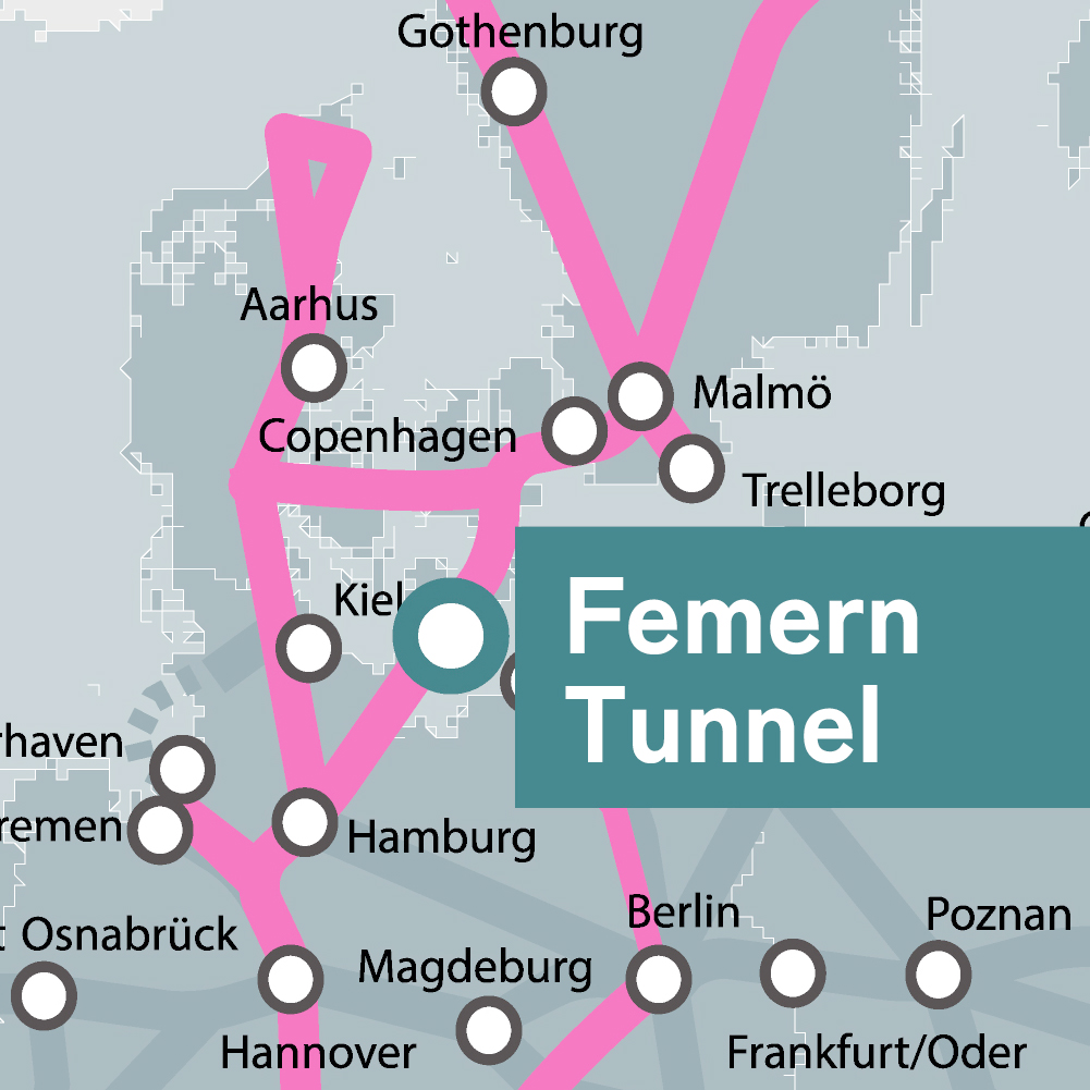 Femern Tunnel connecting Lolland to continental Europe
